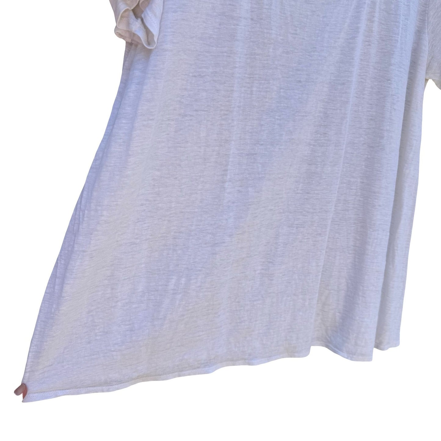 Eileen Fisher Womens L White Slub Knit Scoop Neck Short Sleeve Shirt Minimalist