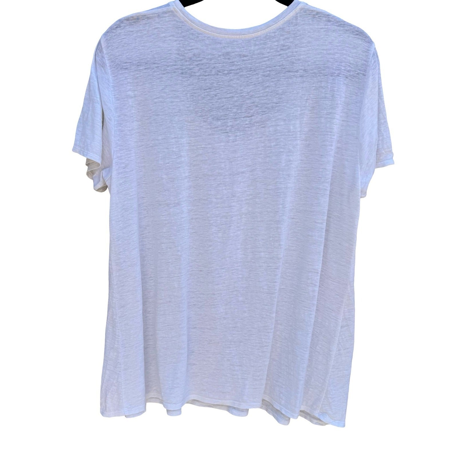 Eileen Fisher Womens L White Slub Knit Scoop Neck Short Sleeve Shirt Minimalist