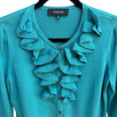 Switch Jones Wear Ruffle V-Neck Feminine Victorian Romantic Preppy Cardigan Sweater M 3 image