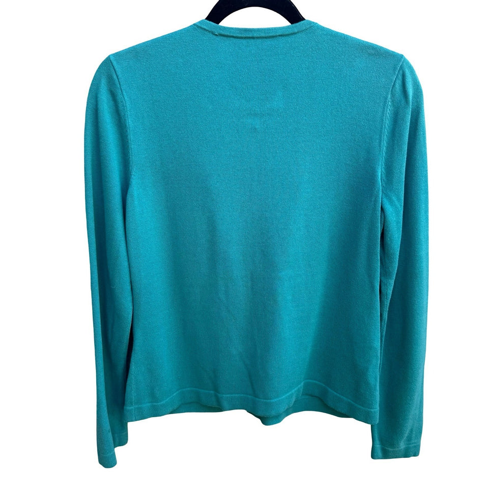 Jones Wear Ruffle V-Neck Feminine Victorian Romantic Preppy Cardigan Sweater M