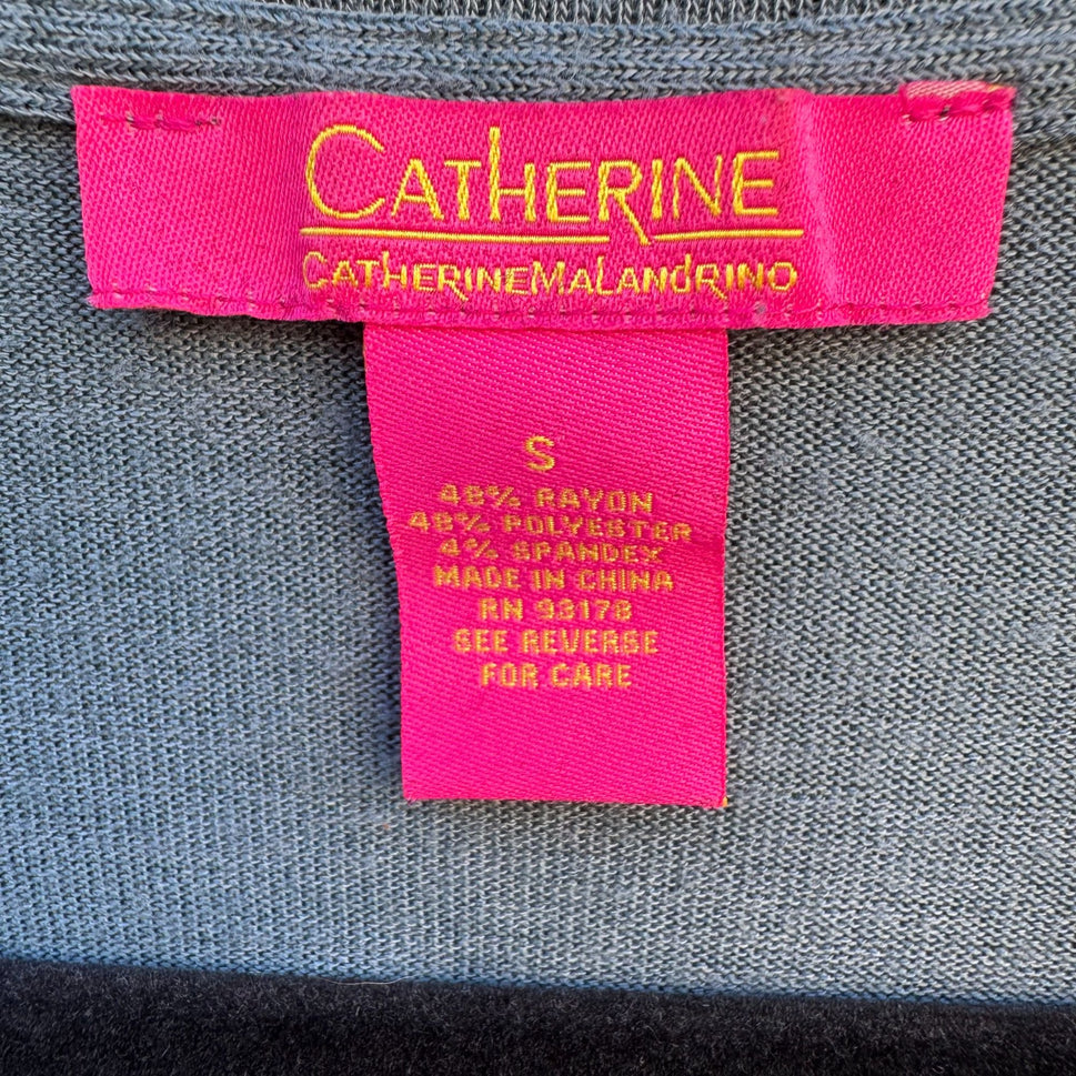 Catherine Malandrino Womens V-Neck Blue Knit Boxy Oversized Minimalist Tunic S