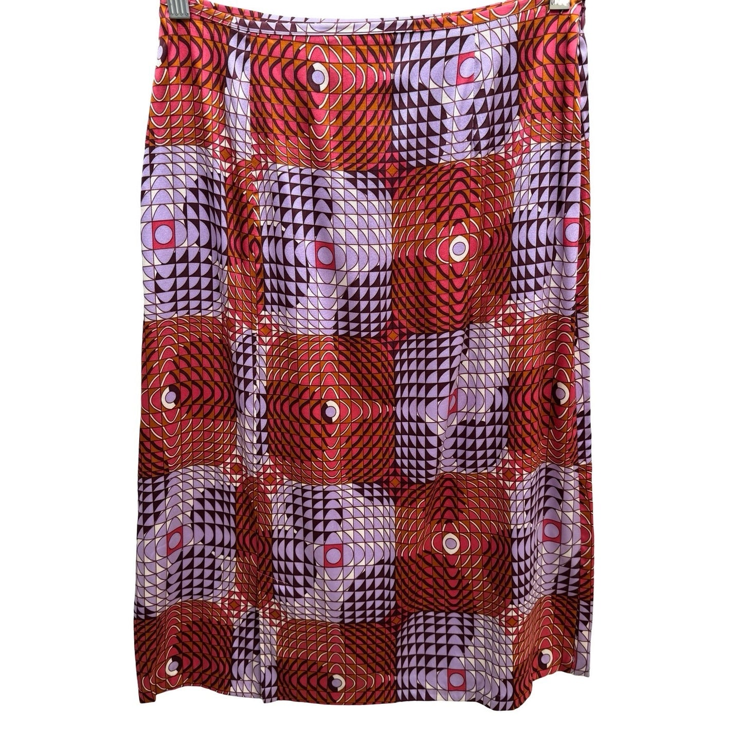 Lance Karesh Vintage Silk Psychedelic Geometric Maximalist Midi Skirt Op Art