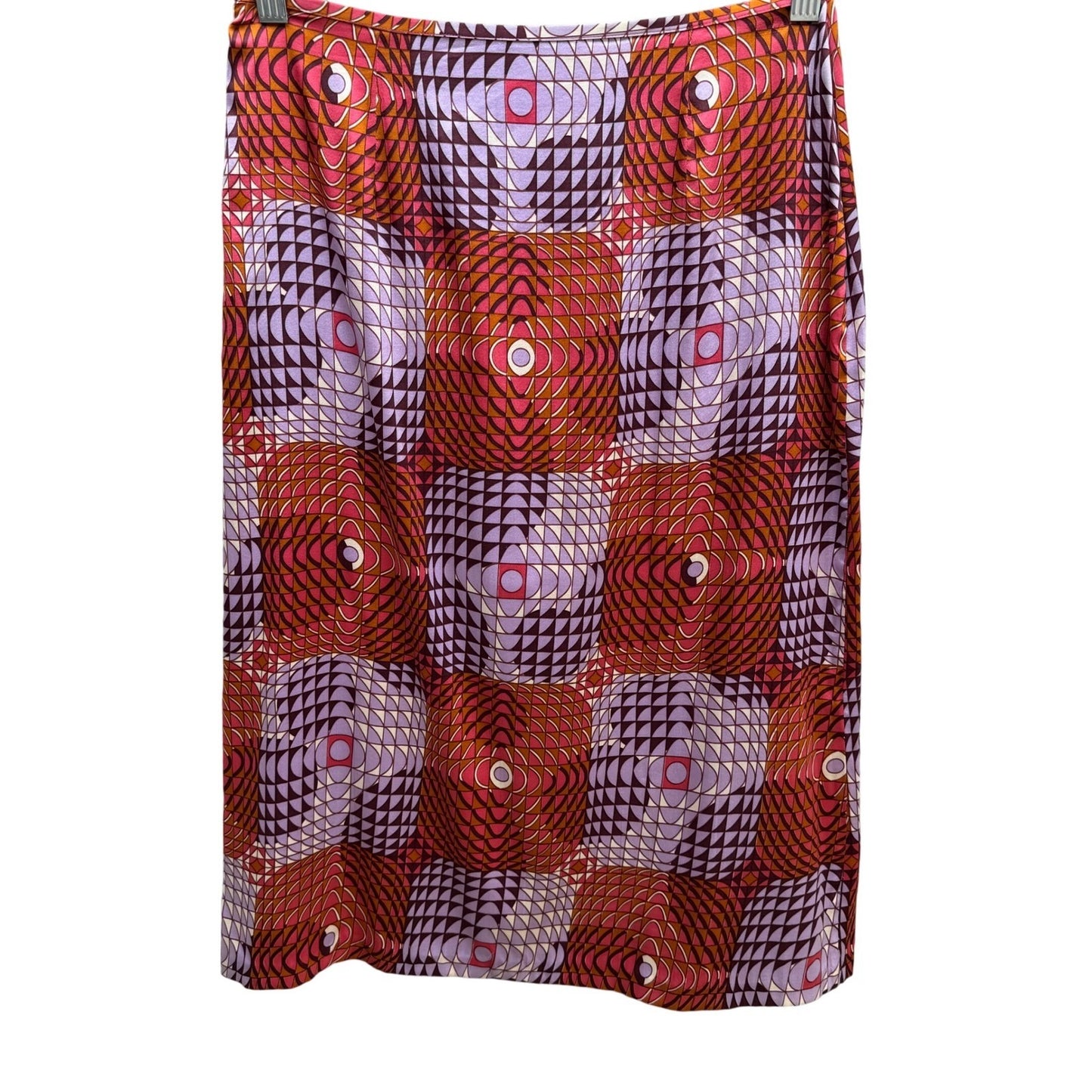 Lance Karesh Vintage Silk Psychedelic Geometric Maximalist Midi Skirt Op Art