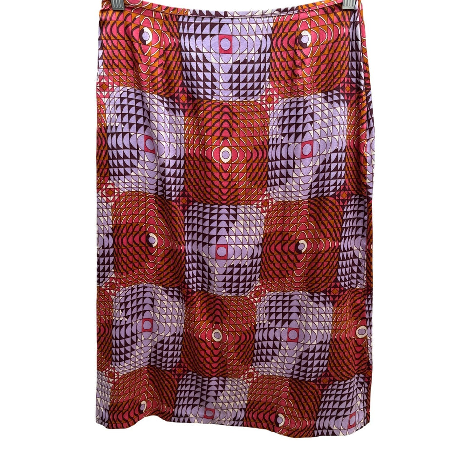 Lance Karesh Vintage Silk Psychedelic Geometric Maximalist Midi Skirt Op Art