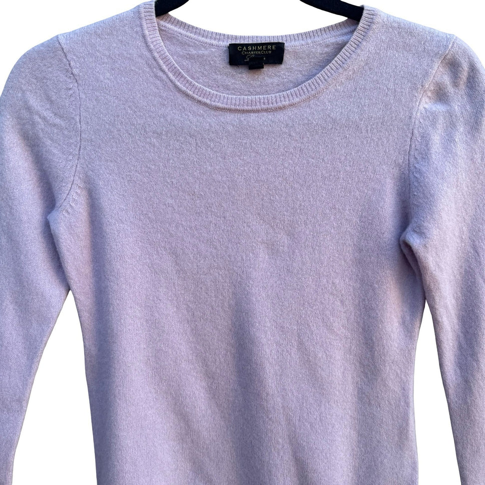 Charter Club 100% Cashmere Quiet Luxury Minimalist Preppy Sweater Lavender S