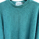 Switch Steeplechase Vintage 80s Mens Green Textured Cotton Crew Neck Grandpa Sweater L 2 image