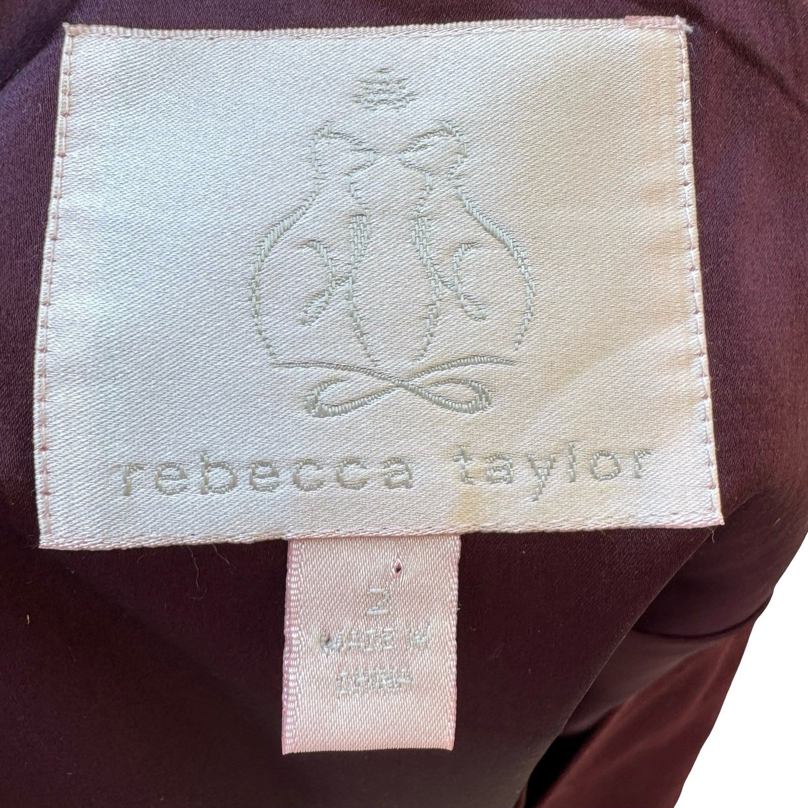 Rebecca Taylor Coquette Quiet Luxury Linen Contrast Stitch Cropped Jacket Plum 2