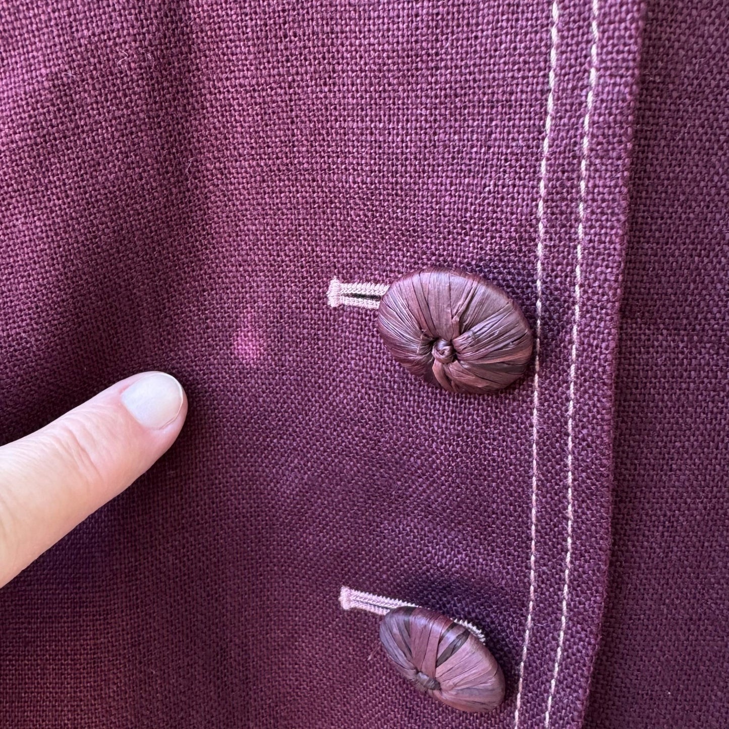 Rebecca Taylor Coquette Quiet Luxury Linen Contrast Stitch Cropped Jacket Plum 2