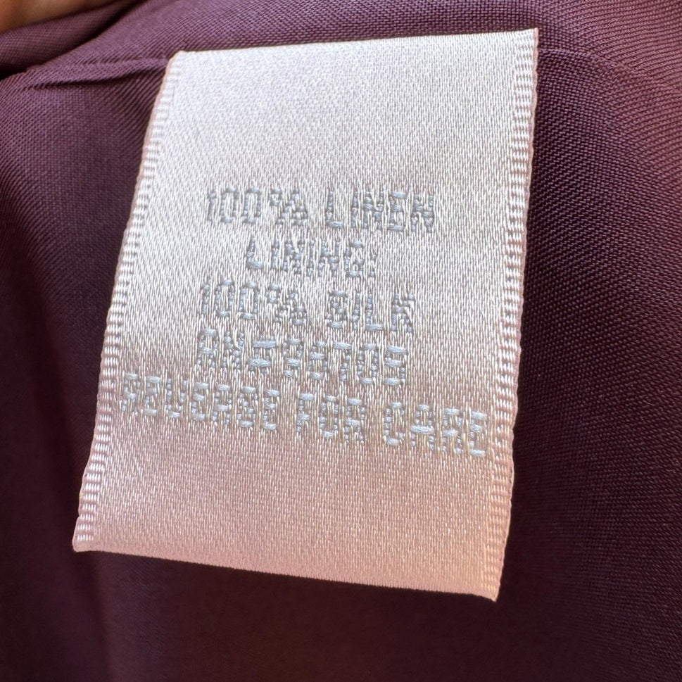 Rebecca Taylor Coquette Quiet Luxury Linen Contrast Stitch Cropped Jacket Plum 2