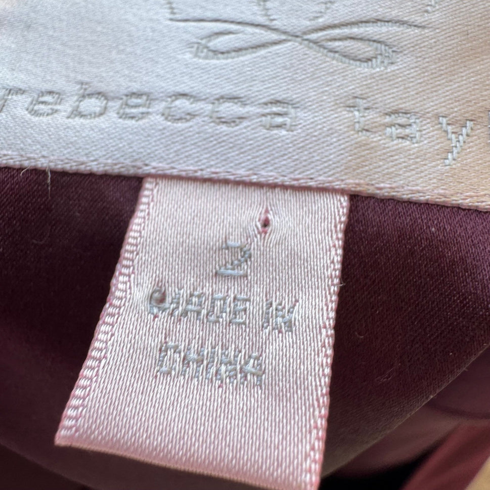Rebecca Taylor Coquette Quiet Luxury Linen Contrast Stitch Cropped Jacket Plum 2