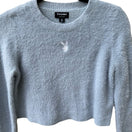 Switch Playboy Y2K Coquette PacSun Fuzzy Eyelash Knit Cropped Sweater Pastel Blue XS 3 image