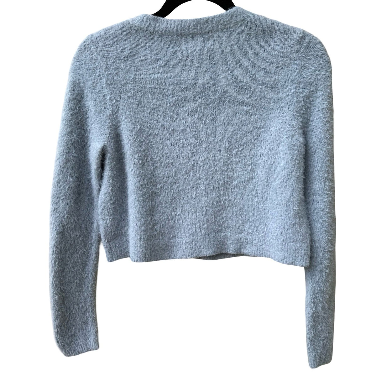Playboy Y2K Coquette PacSun Fuzzy Eyelash Knit Cropped Sweater Pastel Blue XS