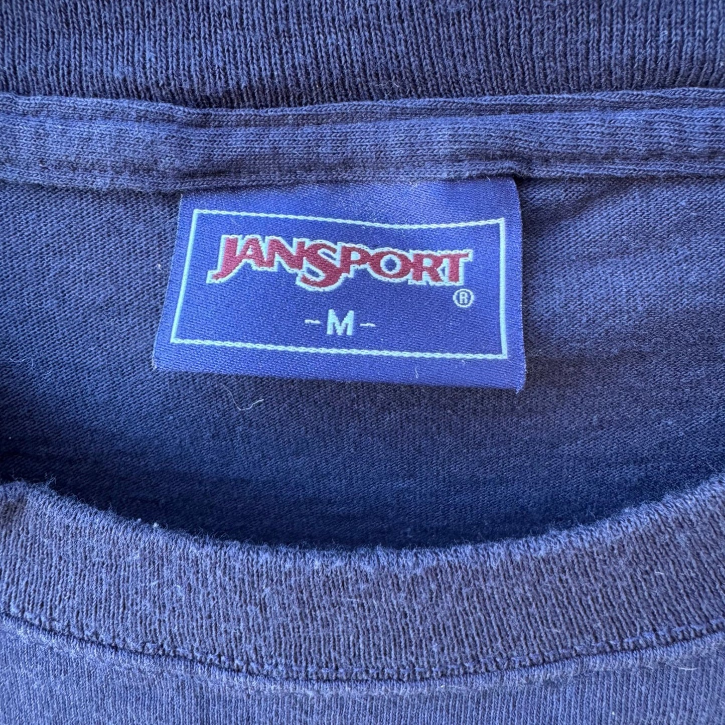 Jansport Franklin College Graphic T-Shirt Mens Medium Navy Blue Short Sleeve Tee