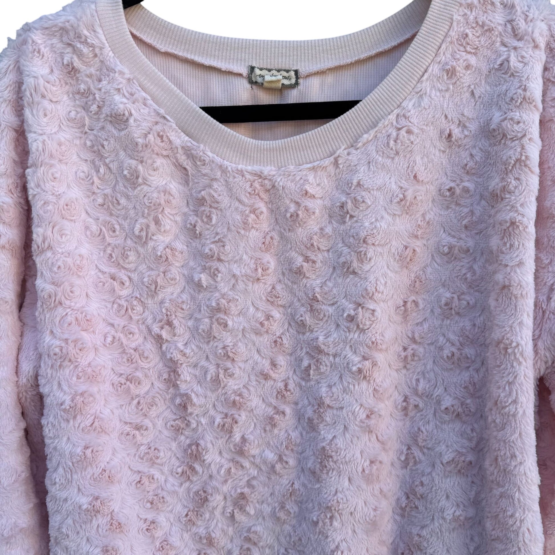 Eyeshadow Womens Pink Textured Crewneck Soft Cozy Long Sleeve Sweater Sweater L