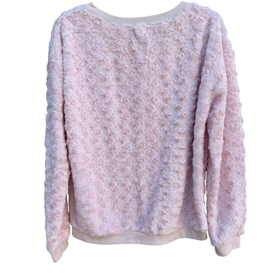 Eyeshadow Womens Pink Textured Crewneck Soft Cozy Long Sleeve Sweater Sweater L