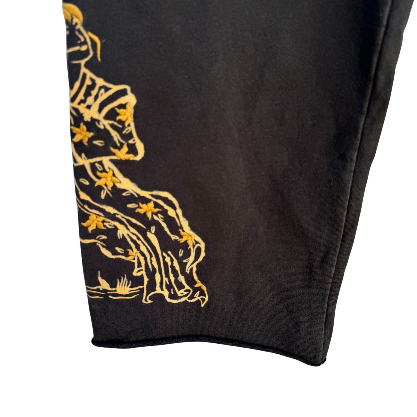 Lucky Brand Vintage Y2K Black Gold Embroidered Dragon Geisha Fleece Tattoo Pants