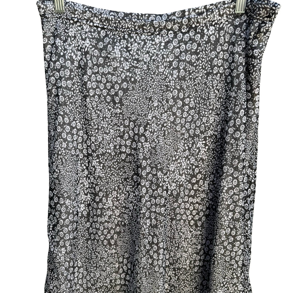 Briggs New York Cottagecore Flowy Ditsy Floral Lettuce Ruffle Hem Midi Skirt