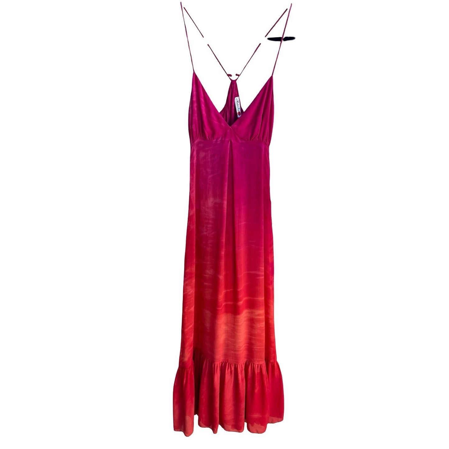 Michelle Jonas Travelwear Y2K Resortwear Ombre Silk Beachy Maxi Dress Ruffle Hem