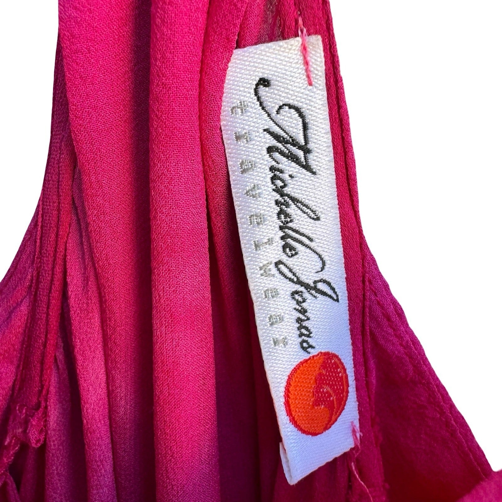 Michelle Jonas Travelwear Y2K Resortwear Ombre Silk Beachy Maxi Dress Ruffle Hem