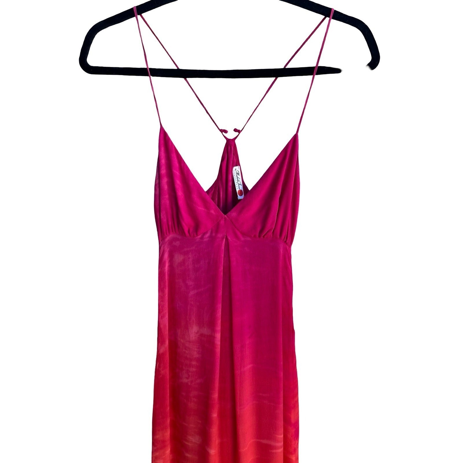 Michelle Jonas Travelwear Y2K Resortwear Ombre Silk Beachy Maxi Dress Ruffle Hem