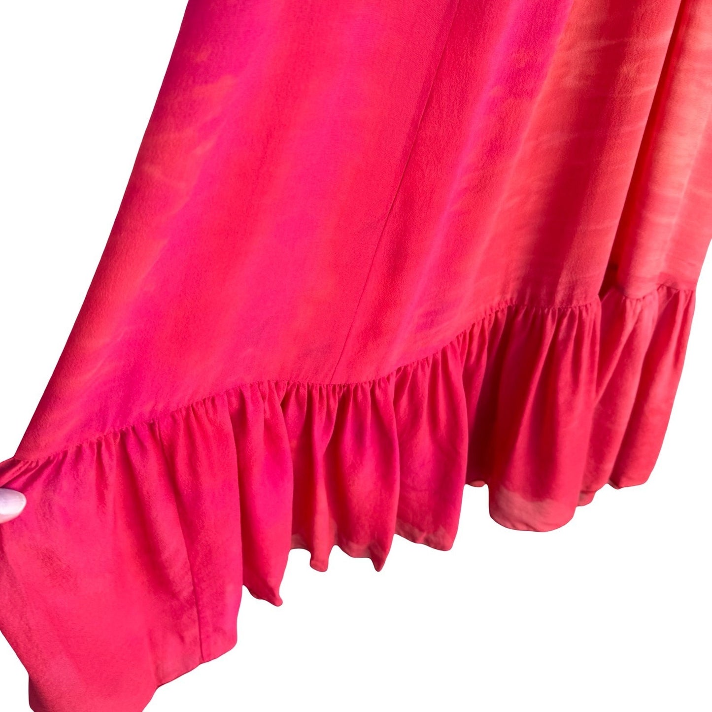 Michelle Jonas Travelwear Y2K Resortwear Ombre Silk Beachy Maxi Dress Ruffle Hem