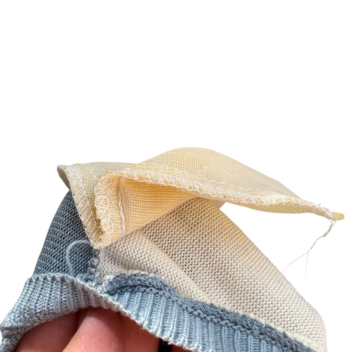 Alfred Dunner Vintage Womens Short Sleeve Blue Colorblock Knit Granny Sweater M