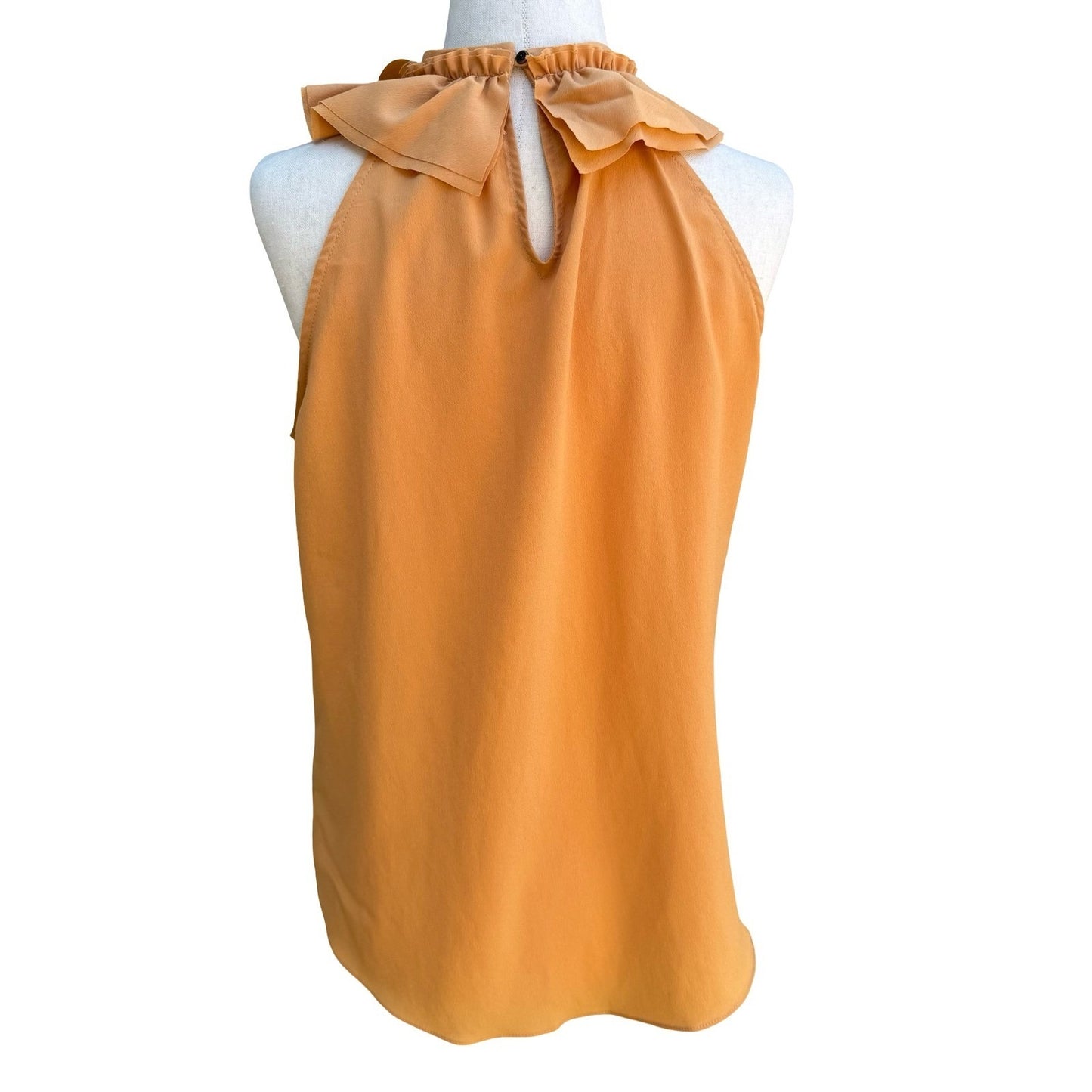 Zara Feminine Romantic Ruffle Flower Halter Blouse Sleeveless Orange Womens S