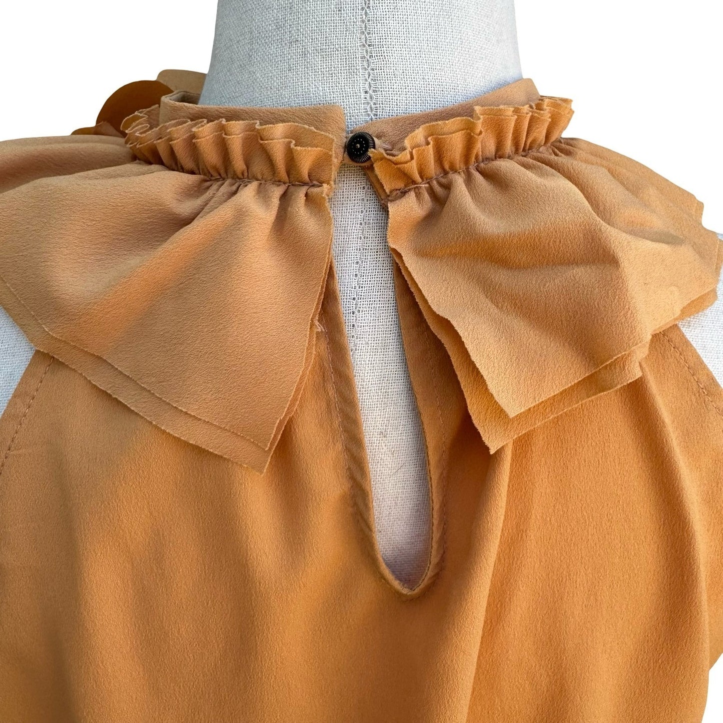 Zara Feminine Romantic Ruffle Flower Halter Blouse Sleeveless Orange Womens S