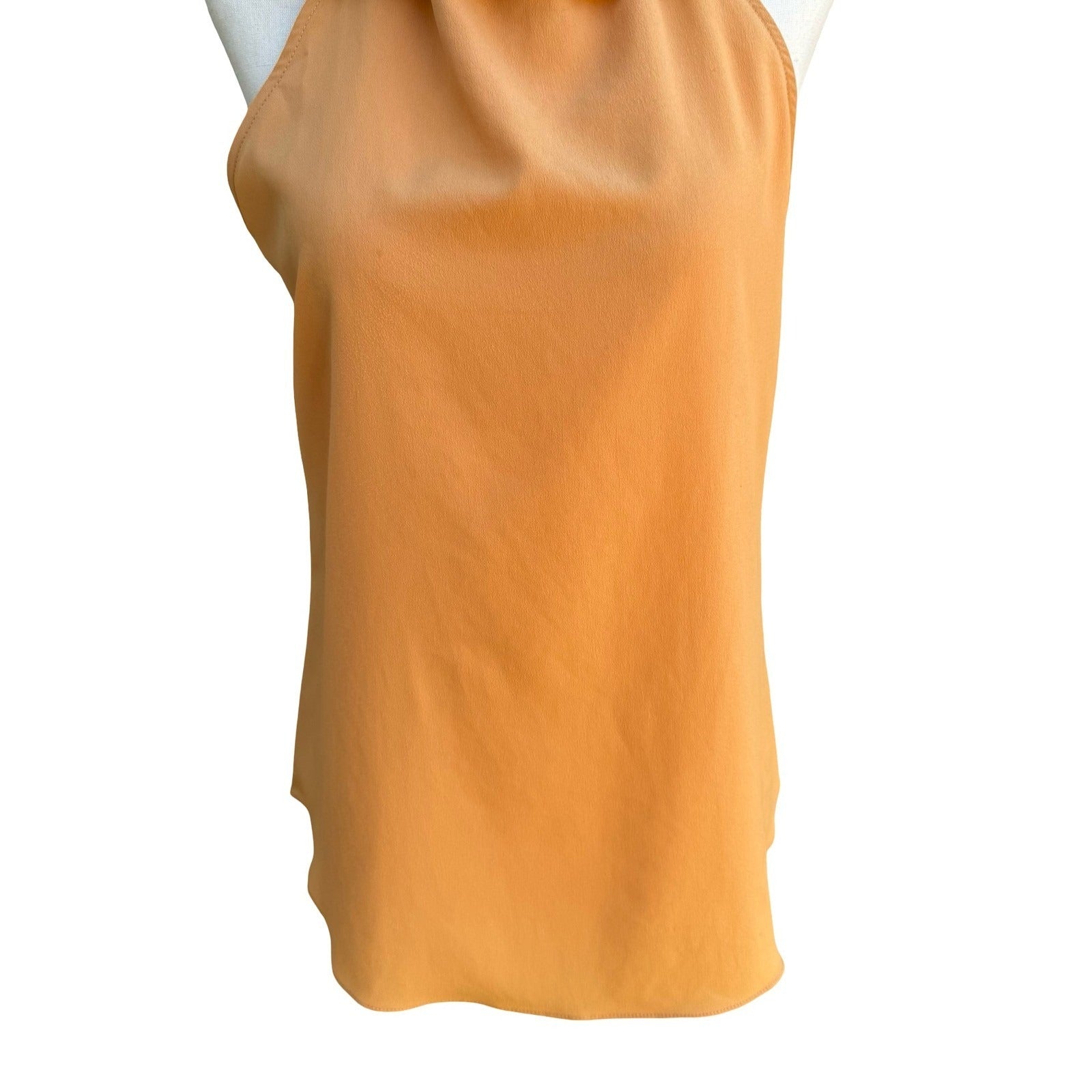 Zara Feminine Romantic Ruffle Flower Halter Blouse Sleeveless Orange Womens S