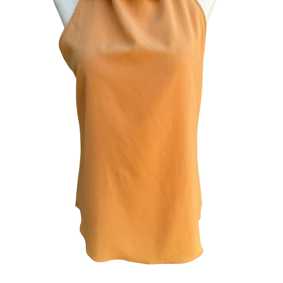 Zara Feminine Romantic Ruffle Flower Halter Blouse Sleeveless Orange Womens S