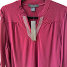 Switch Adele &amp; May Glam Bling Evening Rhinestone Split Neck Sheer Sleeve Blouse L NEW 3 image
