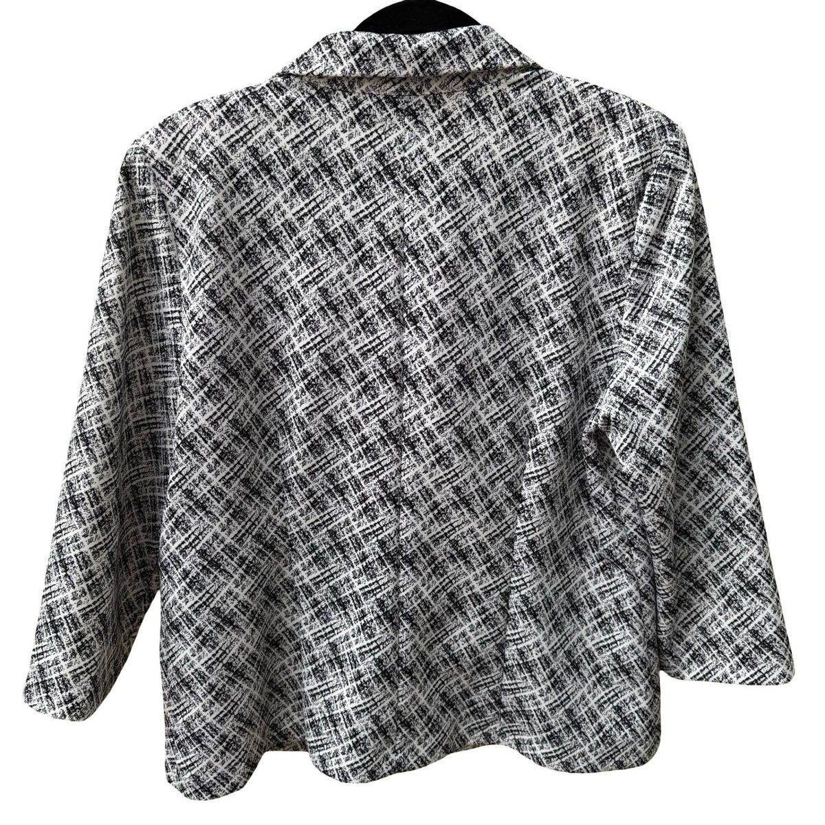 NYCC Minimalist Careerwear Chic Abstract Print Stretch Blazer Jacket Black L NEW