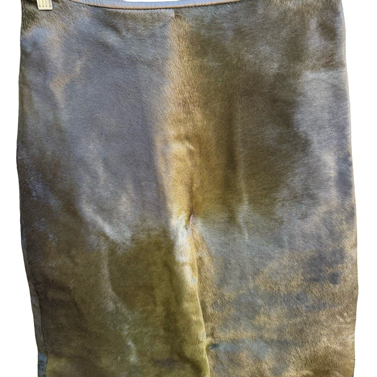 Donna Karan Signature Pony Hair Runway Quiet Luxury Pencil Skirt Olive Green 6