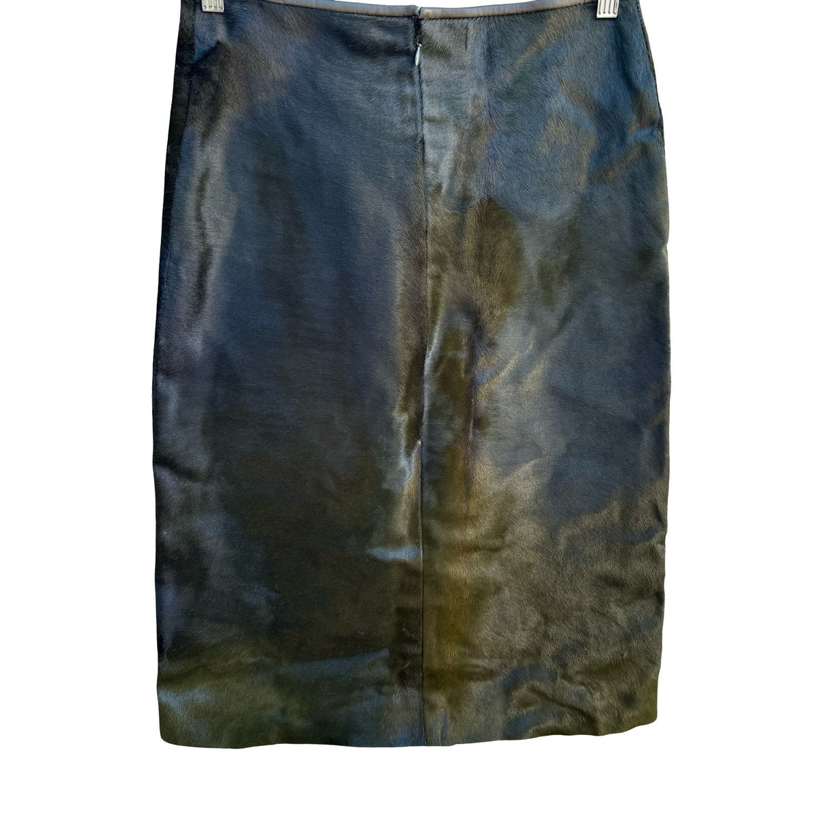 Donna Karan Signature Pony Hair Runway Quiet Luxury Pencil Skirt Olive Green 6