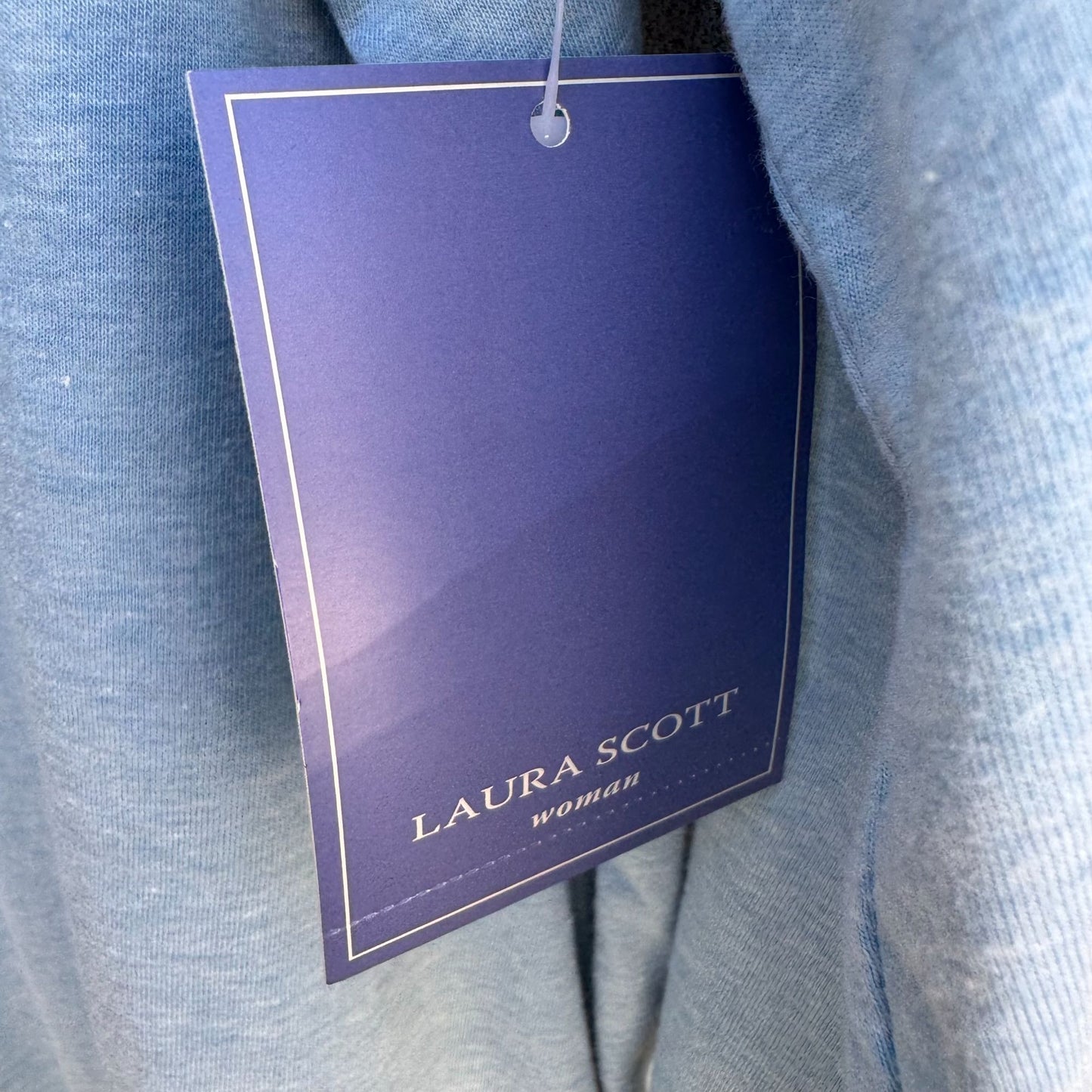 Laura Scott Womens Light Blue Floral Embellished 3/4 Sleeve Tunic Blouse New 2X