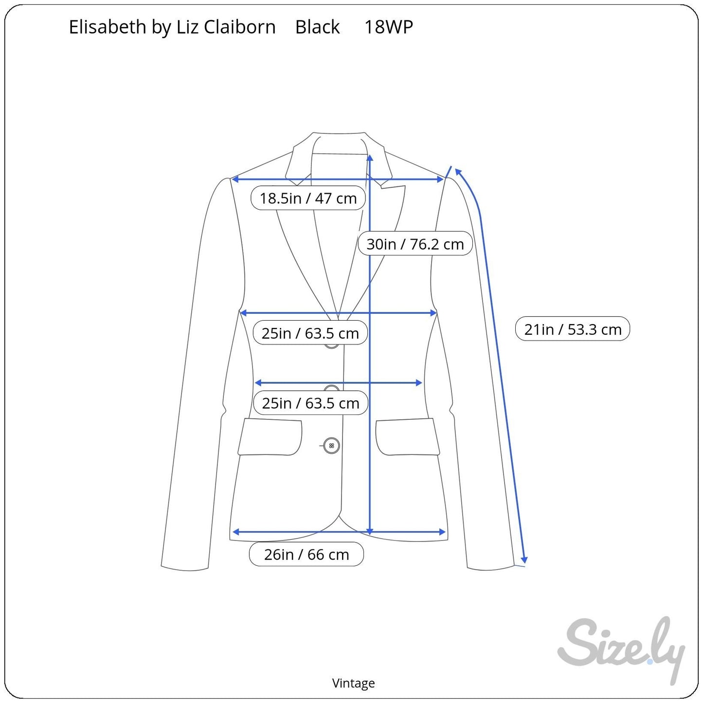 Elisabeth By Liz Claiborne Vintage Womens Black Single Button Blazer Jacket 18