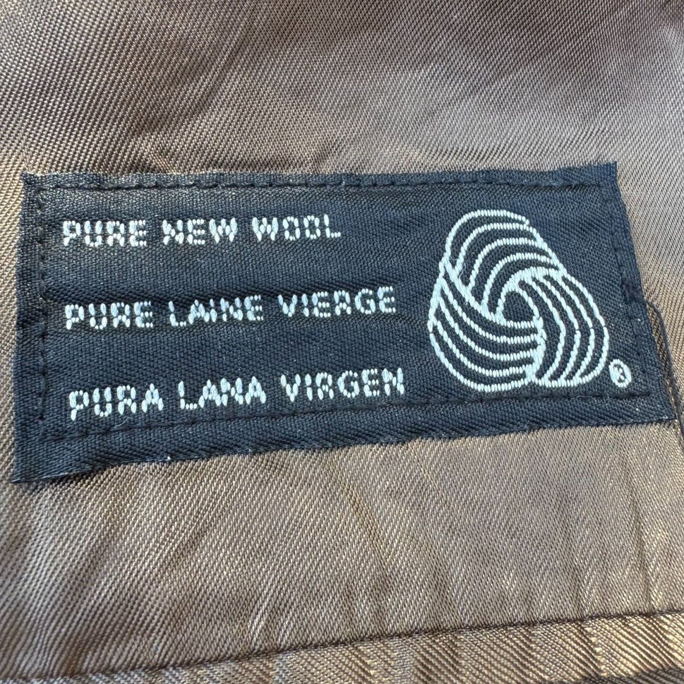 Roger Stuart Clothes Vintage Mens Wool Brown Blazer Cuffed Trousers Suit Set 46L