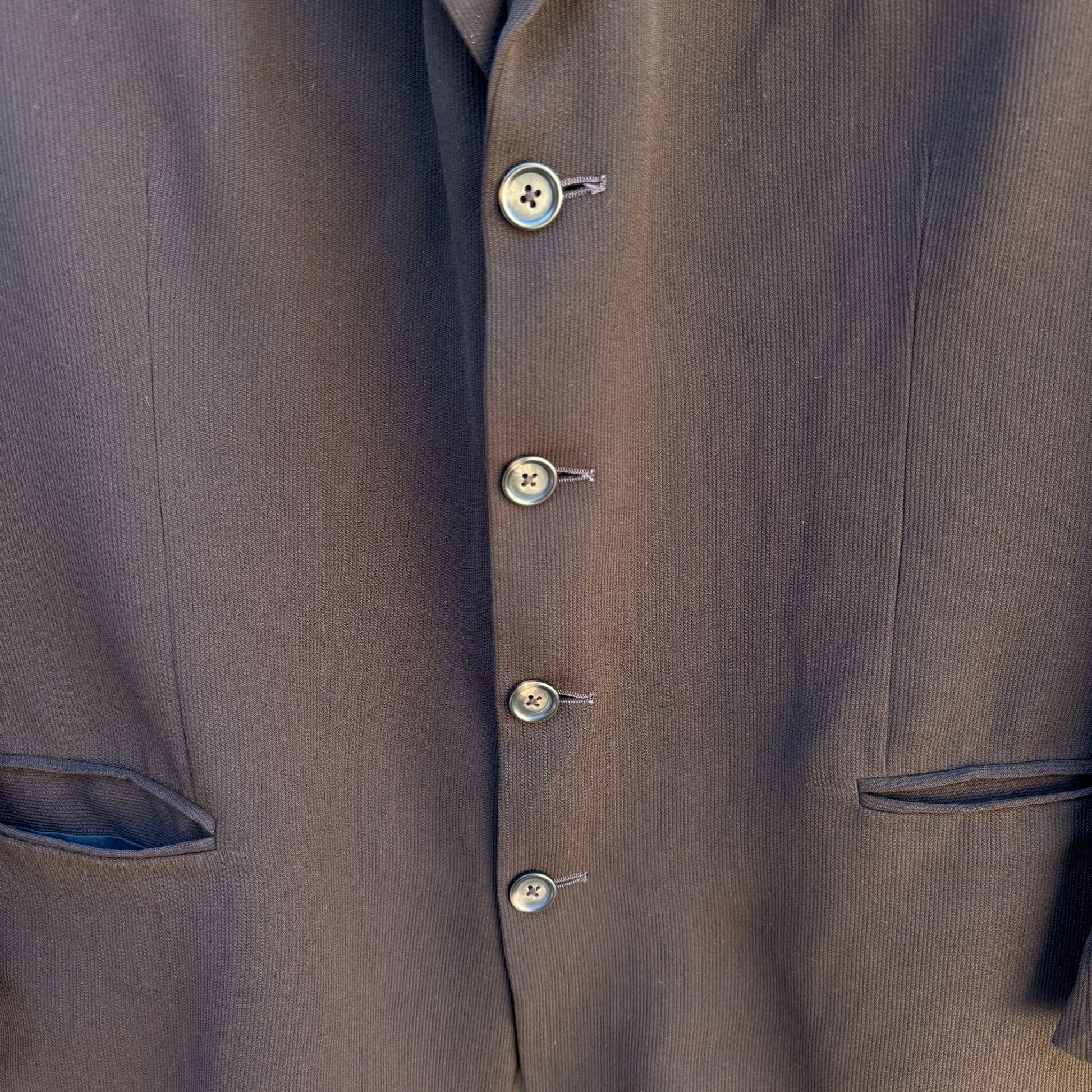 Roger Stuart Clothes Vintage Mens Wool Brown Blazer Cuffed Trousers Suit Set 46L