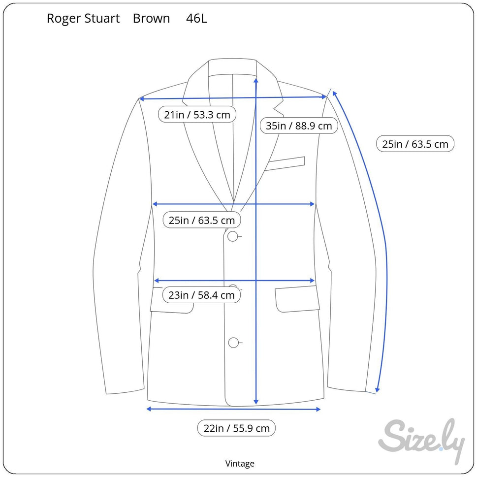 Roger Stuart Clothes Vintage Mens Wool Brown Blazer Cuffed Trousers Suit Set 46L