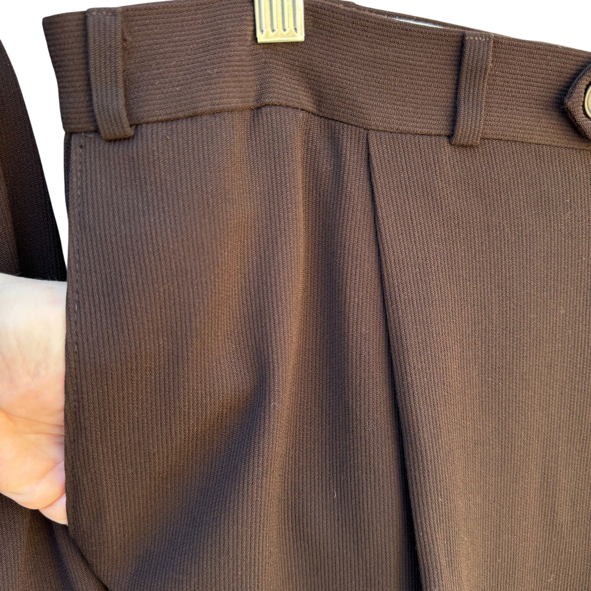 Roger Stuart Clothes Vintage Mens Wool Brown Blazer Cuffed Trousers Suit Set 46L