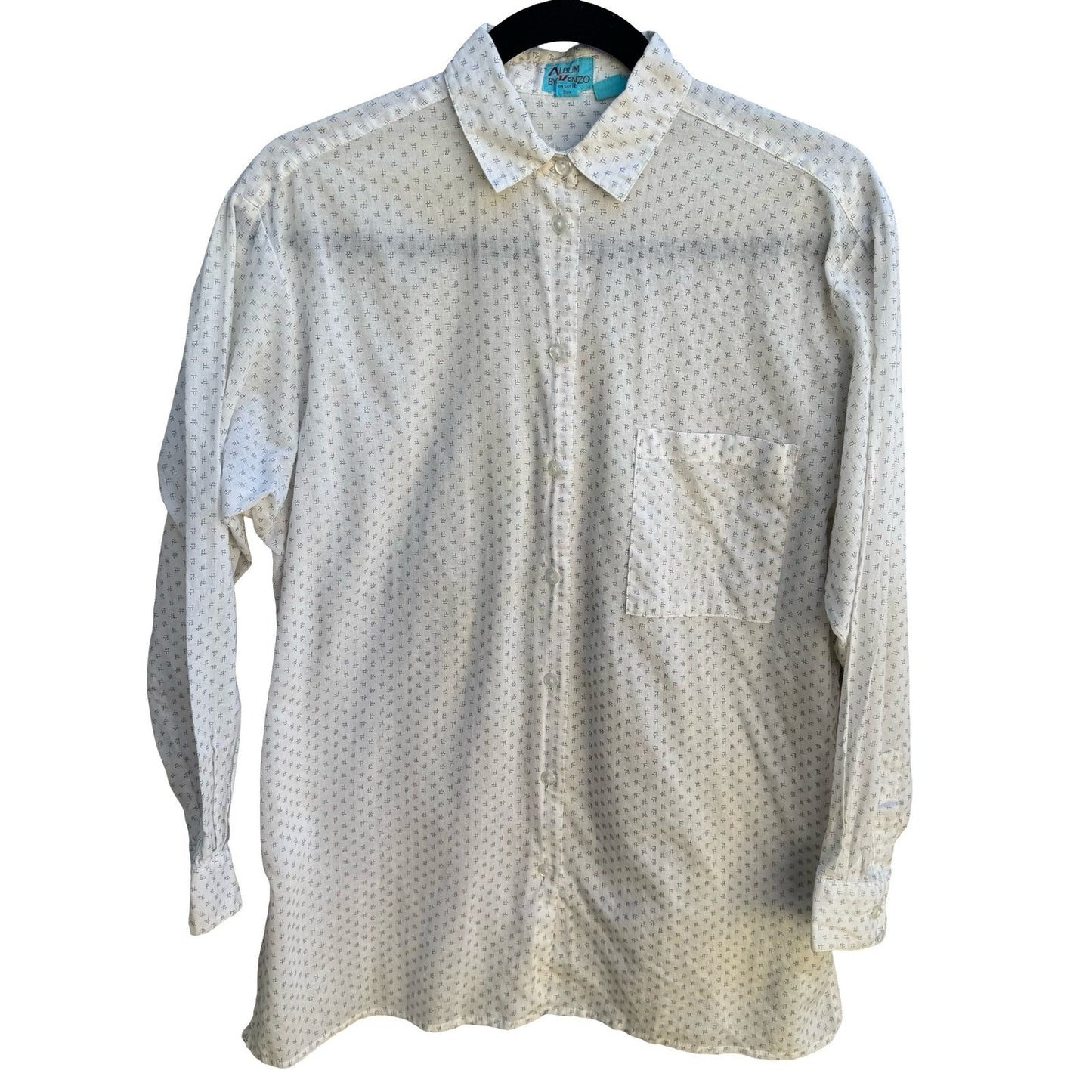 Album by Kenzo Vintage 90s Japanese Minimalist Geometric Cotton Gauze Shirt