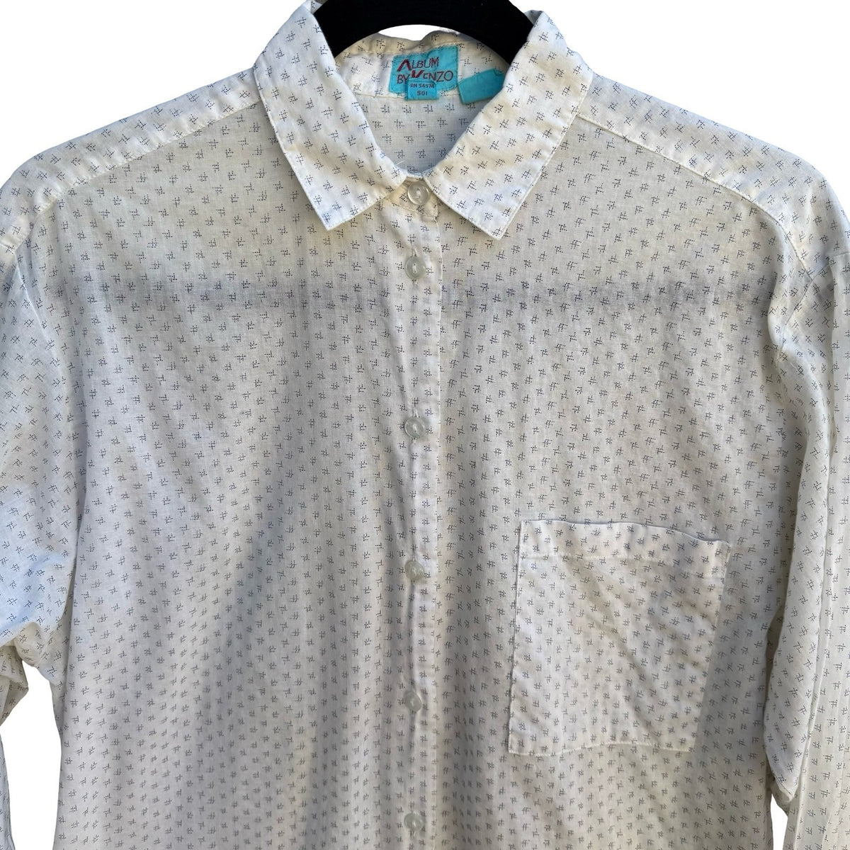 Album by Kenzo Vintage 90s Japanese Minimalist Geometric Cotton Gauze Shirt