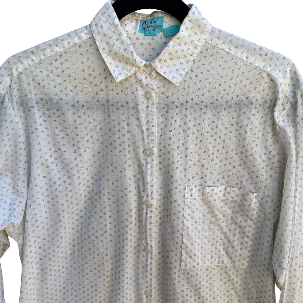 Album by Kenzo Vintage 90s Japanese Minimalist Geometric Cotton Gauze Shirt