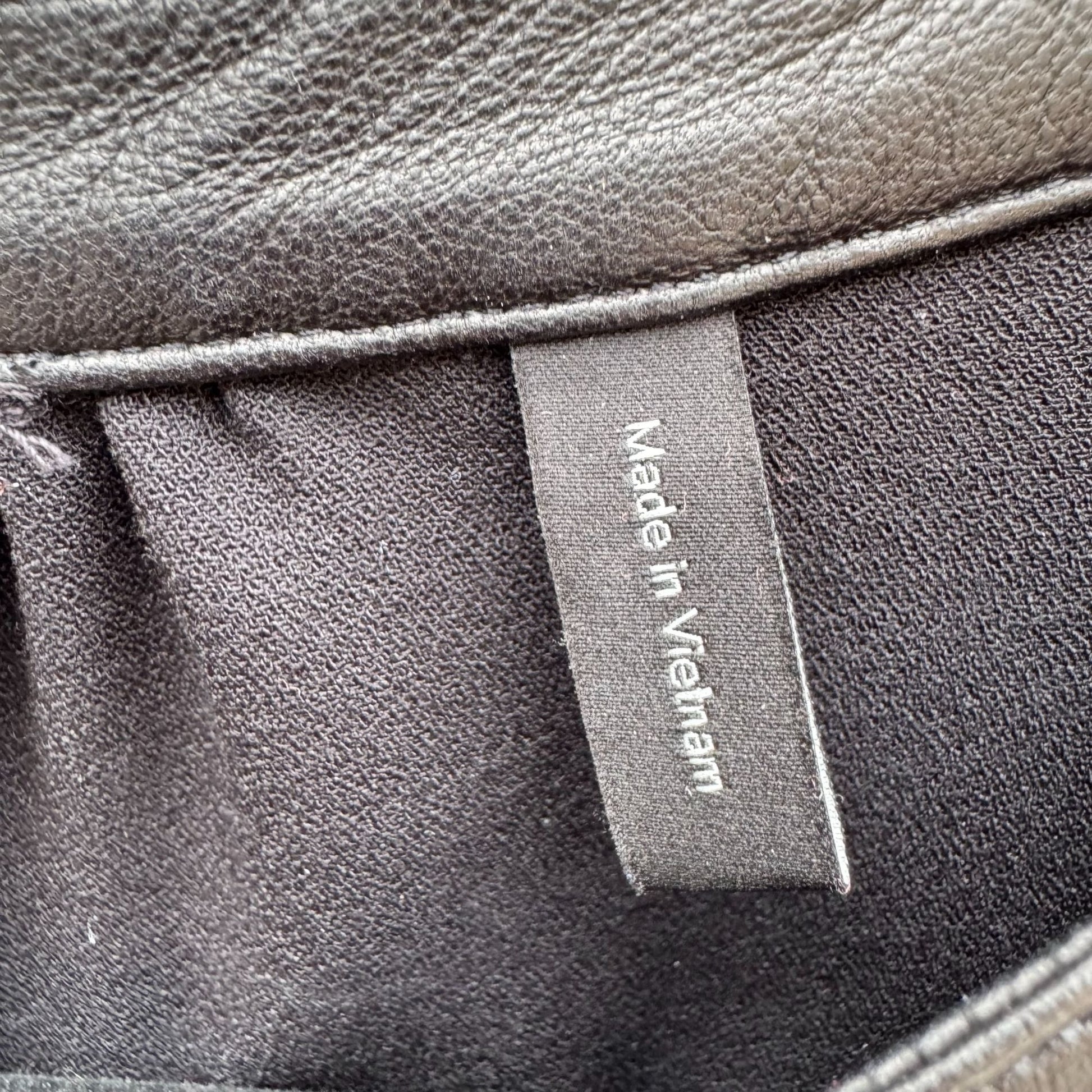 Theory Black Long-Sleeve Popover Dress Lambskin Leather Trim Minimalist Glam XL