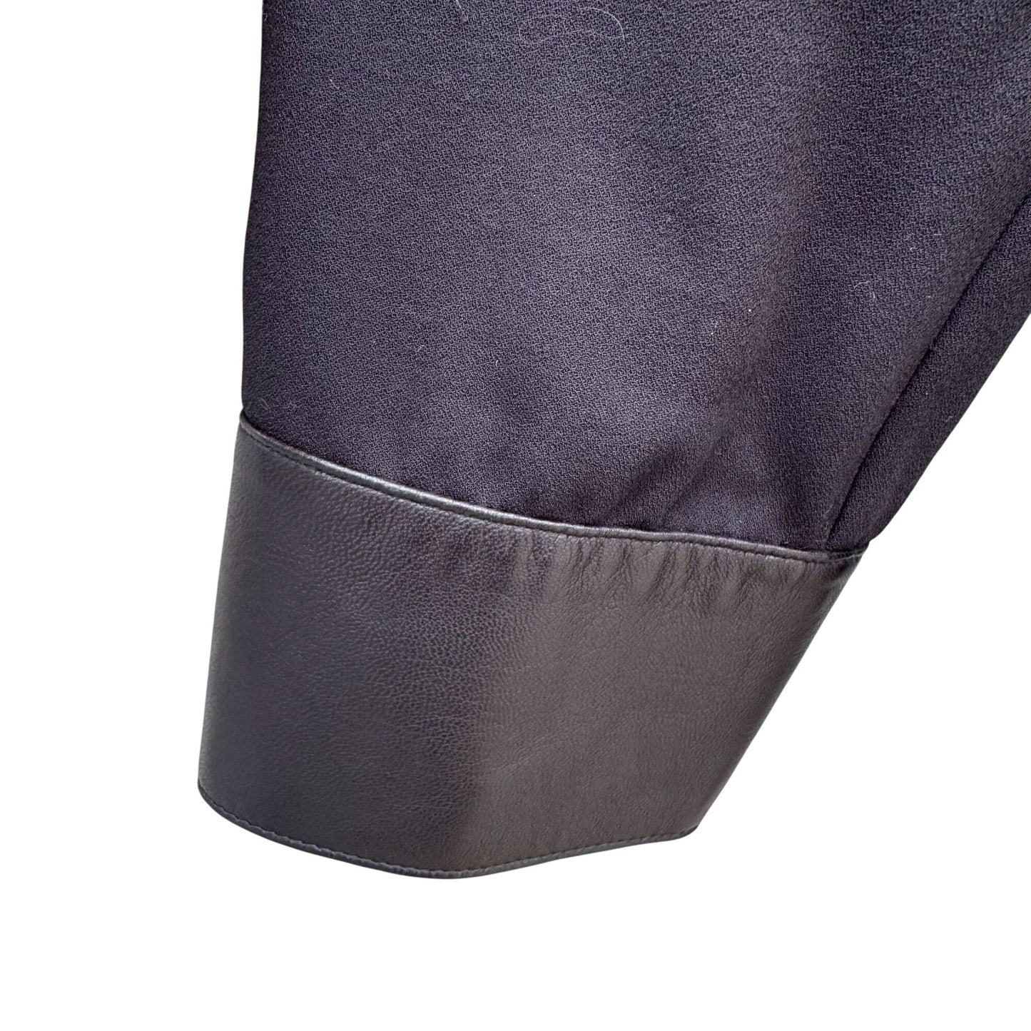 Theory Black Long-Sleeve Popover Dress Lambskin Leather Trim Minimalist Glam XL