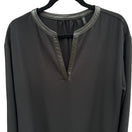 Switch Theory Black Long-Sleeve Popover Dress Lambskin Leather Trim Minimalist Glam XL 3 image
