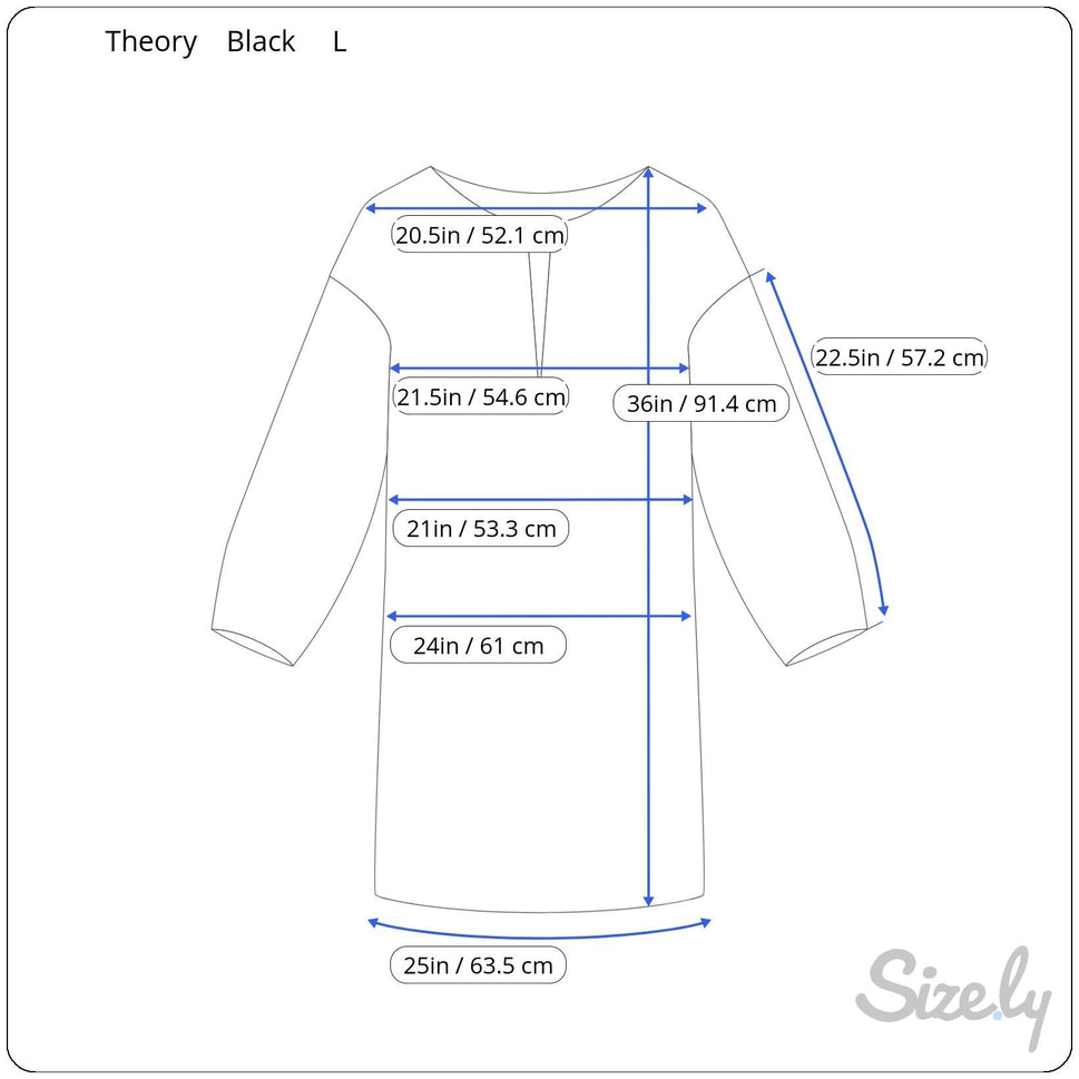 Theory Black Long-Sleeve Popover Dress Lambskin Leather Trim Minimalist Glam XL