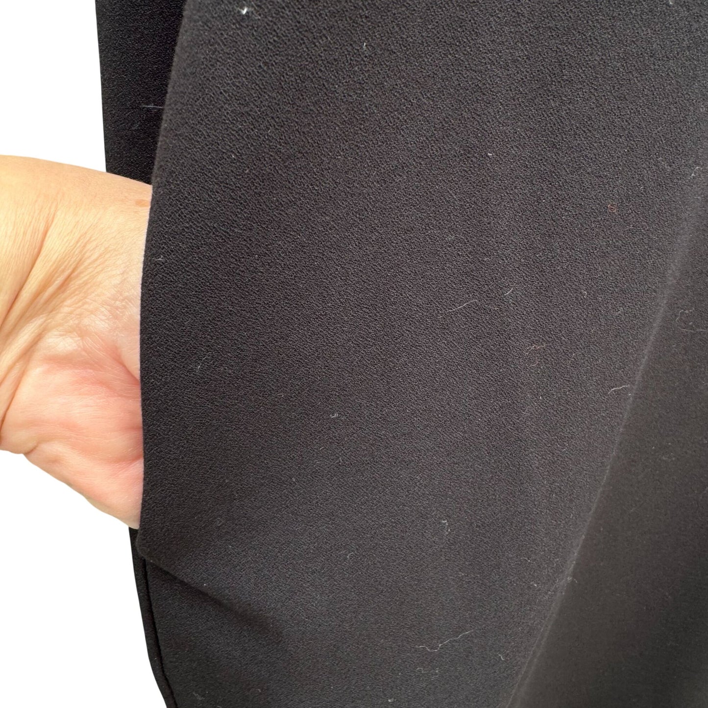 Theory Black Long-Sleeve Popover Dress Lambskin Leather Trim Minimalist Glam XL