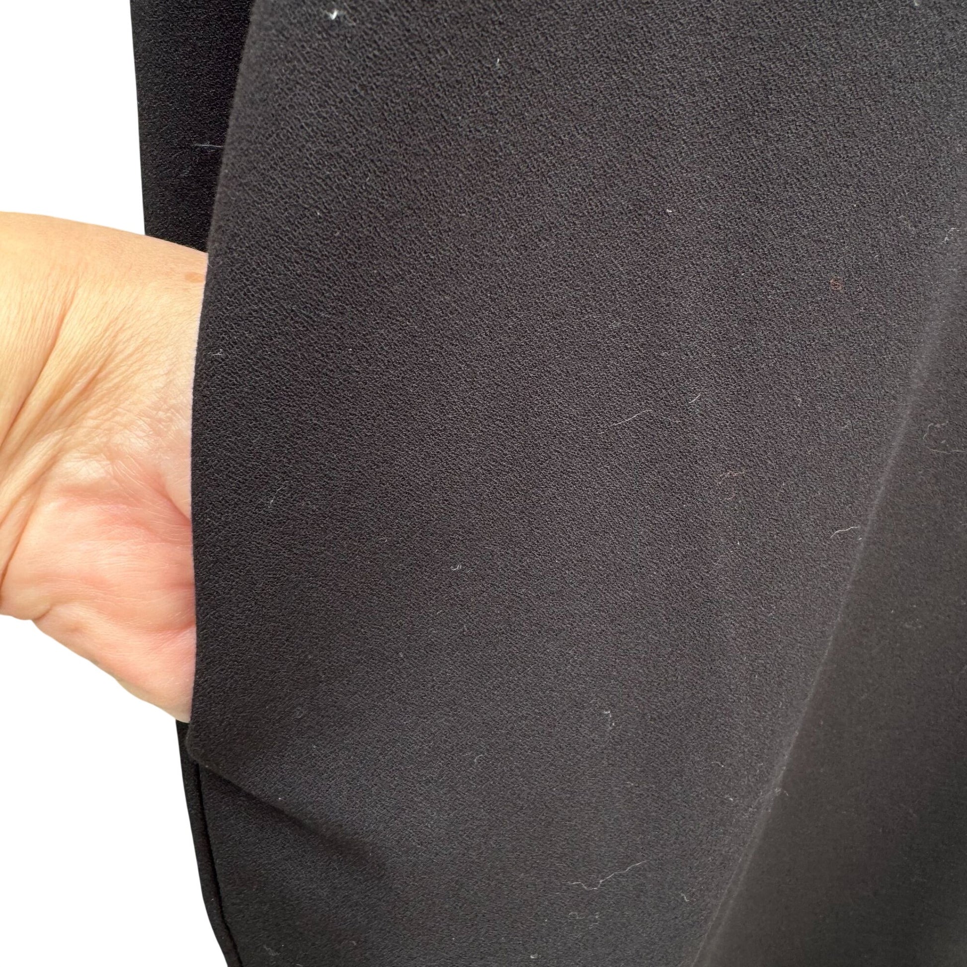 Theory Black Long-Sleeve Popover Dress Lambskin Leather Trim Minimalist Glam XL