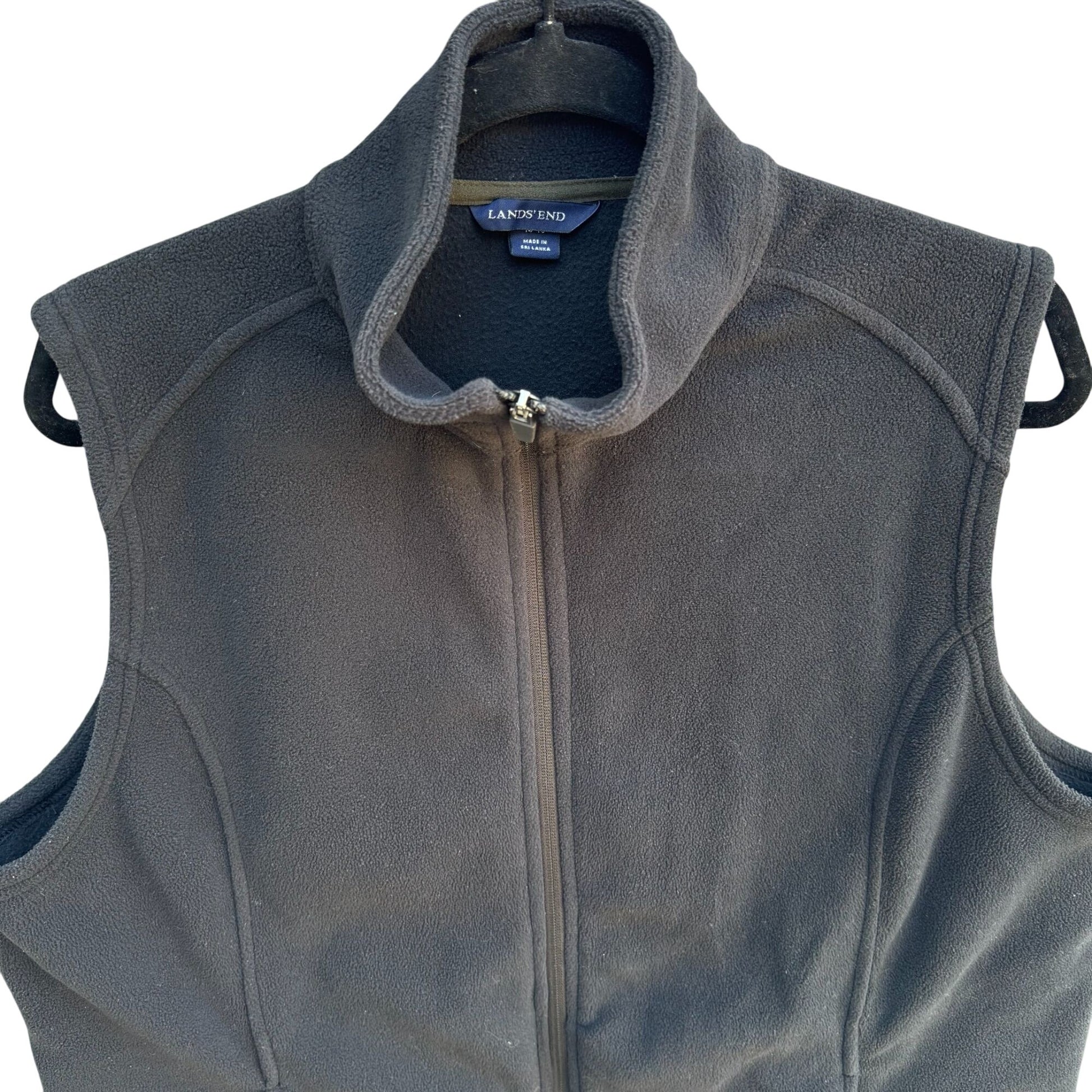 Lands End Mens Black Polartec Aircore 100 Fleece Outdoor Rugged Cozy Vest L